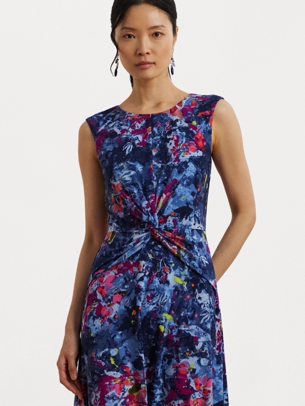 Lauren Ralph Lauren Print Twist-Front Jersey Dress Size 14W women’s plus